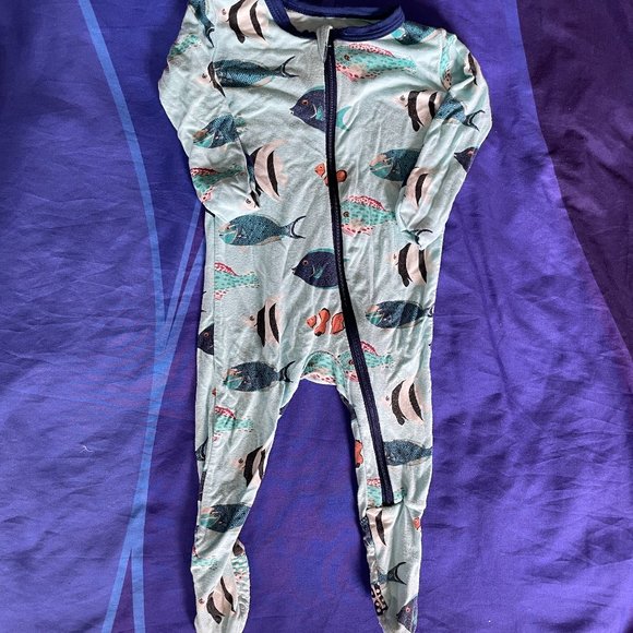 Kickee Pants Baby Footie Pajamas, 3-6 Months, Bamboo, Tropical Fish - Picture 2 of 8